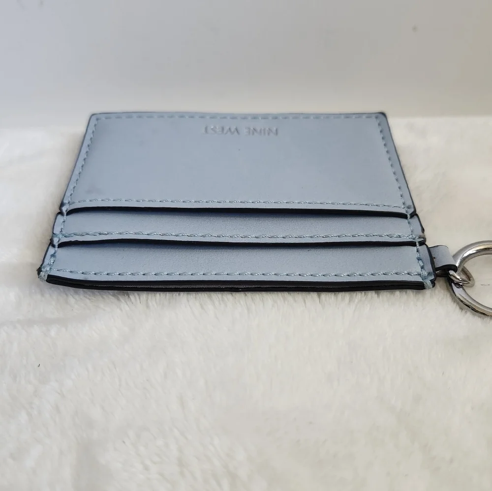 Nine West Leather Aqua Light Baby Blue Card Cash Case Wallet